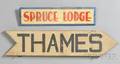 Painted Wooden Signs SPRUCE LODGE and THAMES