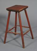 Redpainted Ash and Pine Stool