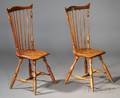 Pair of Ash Maple and Pine Windsor Fanback Side Chairs