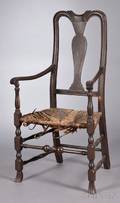 Queen Anne Carved and Brownpainted Armchair