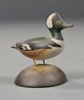 Miniature Carved and Painted Hooded Merganser Figure