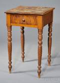 Classical Carved Birch Maple and Tiger Maple Veneer Onedrawer Stand