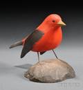 Jess Blackstone Miniature Carved and Painted Scarlet Tanager Figure