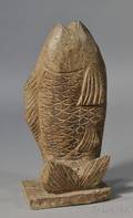 Carved Stone Fish Sculpture