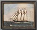 Captain James Keating Massachusetts Early 20th Century Portrait of a Schooner in Calm Waters