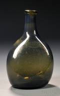 Olive Green Blown Glass Chestnut Bottle