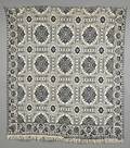 Blue and White Woven Wool and Cotton Coverlet
