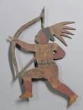 Polychromepainted Indian and Bow and Arrow Sheet Iron Figure