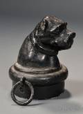 Blackpainted Cast Iron Bulldoghead Hitching Post Finial