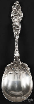 Reed and Barton sterling silver floral repouss serving spoon