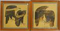 Lucien Georges Guyot French 20th Century Pair of Watercolors of Raptors
