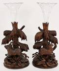 Carved Black Forest Figural Vases