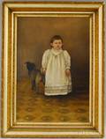 American School 19th Century Portrait of a Young Child with a Dog