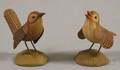 Pair of Carved and Painted Wooden Rock Wren Bird Figures