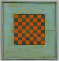 Polychrome Painted Wood Checkered Game Board