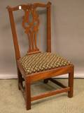 Newport Chippendale Carved Mahogany Side Chair with Upholstered Slip Seat