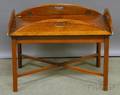 Chippendalestyle Mahogany and Maple Butlers Tray Table