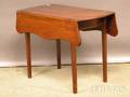 Federalstyle Inlaid Mahogany and Birch Serpentine Dropleaf Pembroke Table