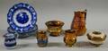 Eleven Pieces of English Copper Lustre and Flow Blue Tableware