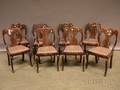 Set of Eight Classical Mahogany and Mahogany Veneer Gondola Dining Chairs