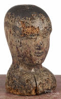 Carved and painted milliners head