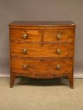 Regency Mahogany and Mahogany Veneer Fourdrawer Bowfront Bureau