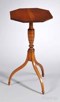 Federal Octagonal Cherry and Maple Candlestand