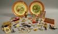 Pair of Adams Transferdecorated Dickens Pickwick Papers Series Ware Plaques with a Varied Assortment of Other Items