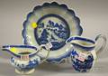 Canton Porcelain Scalloprim Serving Bowl and Two Cream Jugs