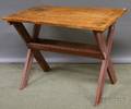 Scrubbedtop Redpainted Pine Sawbuck Table