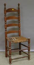 Turned Wood Slatback Side Chair with Woven Splint Seat seat ht 16 38 in