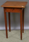 Country Federal Redpainted Wood Onedrawer Stand with Tapering Legs