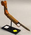 Polychrome Painted Carved Woodhandled Crooked Knife