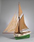 Large Painted Wood Sailboat Model