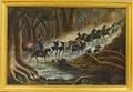 19th Century American School Oil on Canvas Scene Depicting a Union Army Winter March