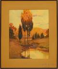 John Wesley Little American 18671923 The Outlet Sunset over the Cypresses