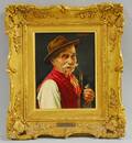 Franz Xavier Wolfle German 18871972 Portrait of a Man Smoking a Pipe