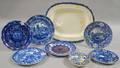 Eight Pieces of English Cobalt and Blue and White Transferdecorated Staffordshire Tableware
