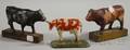 Three Folk Carved and Painted Wood Standing Cow Figures