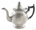 Beverly Massachusetts engraved pewter teapot ca 1835