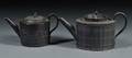 Two Elijah Mayer Black Basalt Teapots and Covers