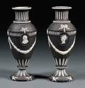 Pair of Wedgwood Black Jasper Dip Vases