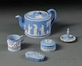 Five Wedgwood Light Blue Jasper Items