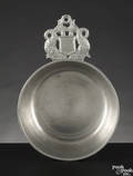 Hartford Connecticut pewter dolphin handled porringer ca 1800