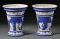 Large Pair of Wedgwood Dark Blue Jasper Dip Potpourri Vases