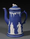 Wedgwood Dark Blue Jasper Dip Coffeepot and Cover