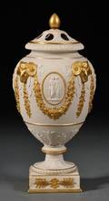 Wedgwood Gilded White Stoneware Potpourri Vase and Cover