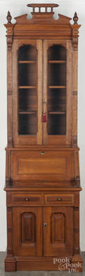 Narrow Victorian cherry secretary