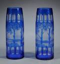 Pair of Blue Cuttocolorless Vases