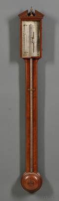 Tagliabue Torre  Co Satinwoodinlaid Mahogany Stick Barometer